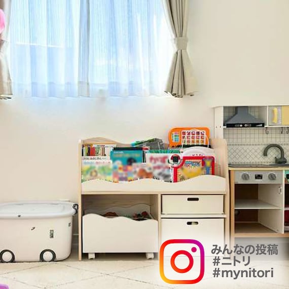 キッズ収納ラック(ミア3 M ホワイト) 19枚目画像