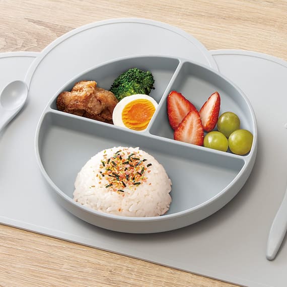 仕切り付き シリコーンプレート(19cmR GY) 1枚目画像