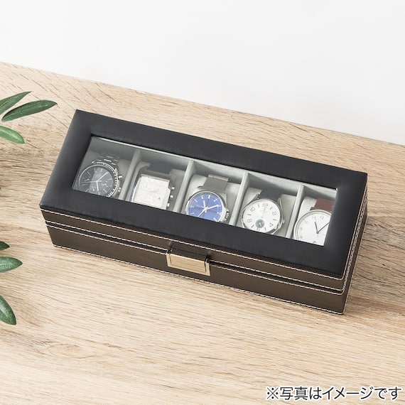 腕時計ケース 5本用(ブラック/グレー) 2枚目画像
