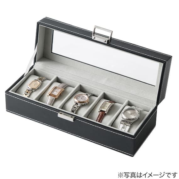 腕時計ケース 5本用(ブラック/グレー) 4枚目画像