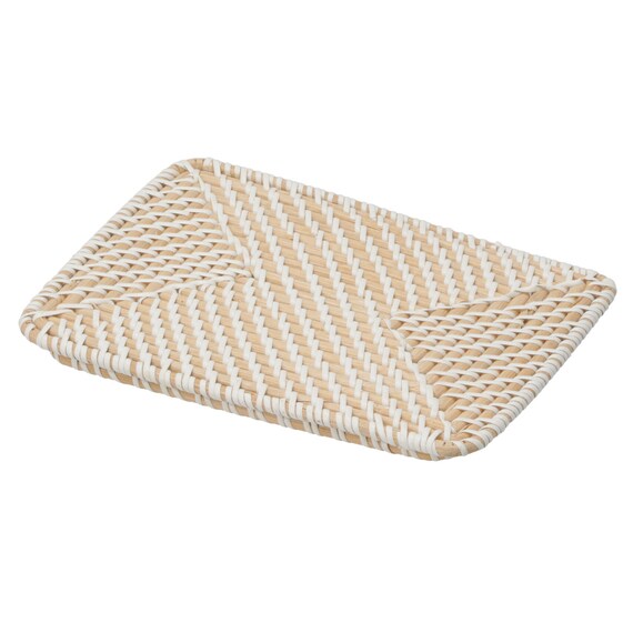 ラタンバスケット たて型ハーフ・クォーター用ふた(S ホワイト/ナチュラル) 1枚目画像