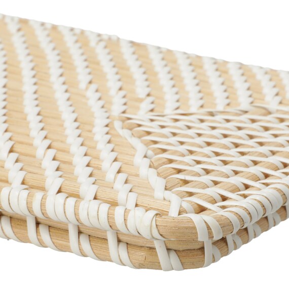 ラタンバスケット たて型ハーフ・クォーター用ふた(S ホワイト/ナチュラル) 3枚目画像