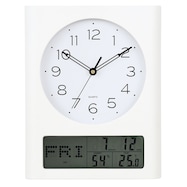 電波 夜間停止秒針 日付・曜日・温湿度デジタル表示 掛け時計(ラッド)