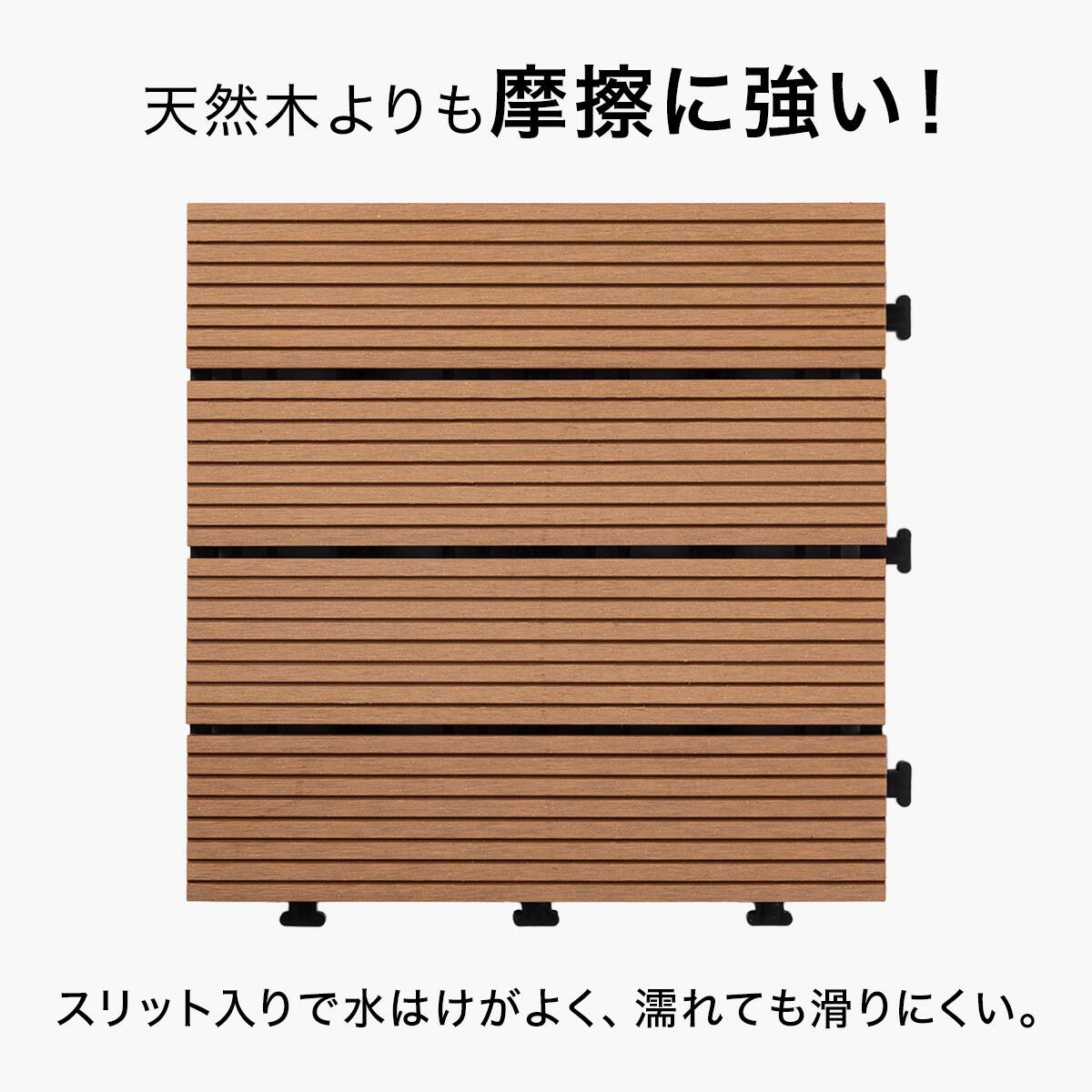 【中古】ニトリ ウッドタイル ジョイント人工木タイル 32枚セット(スパイラル/ライトブラウン