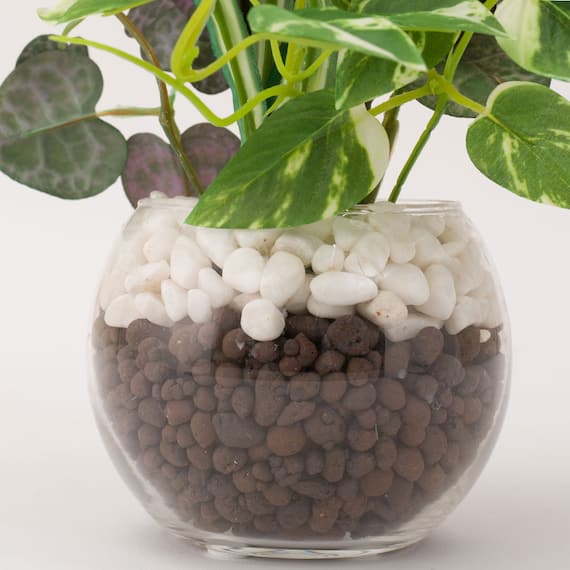 フェイクグリーン 寄せ植え ガラスポット(グリーンヨセウエ ガラスポット2ソウ) 8枚目画像