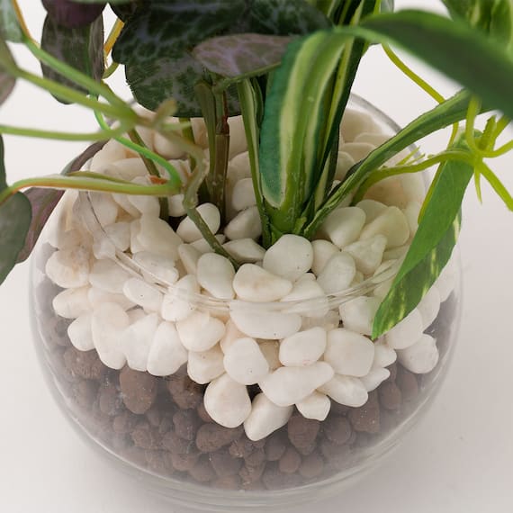 フェイクグリーン 寄せ植え ガラスポット(グリーンヨセウエ ガラスポット2ソウ) 9枚目画像