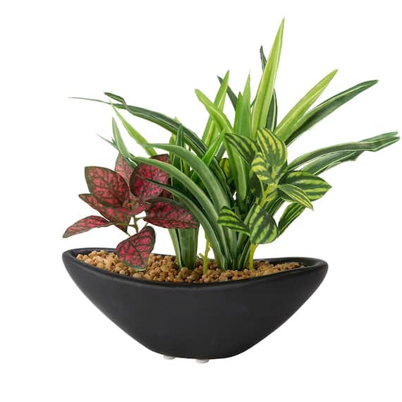 フェイクグリーン 寄せ植え セラミックポット(グリーンヨセウエ セラミックポットBK) 1枚目画像