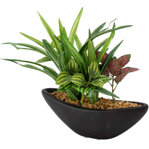 フェイクグリーン 寄せ植え セラミックポット(グリーンヨセウエ セラミックポットBK) 2枚目画像