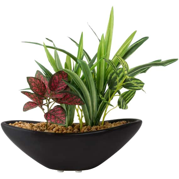 フェイクグリーン 寄せ植え セラミックポット(グリーンヨセウエ セラミックポットBK) 3枚目画像