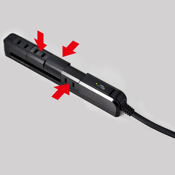 耐雷スリム回転タップ(4個口 ブラック) 2枚目画像