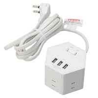 3USBポート(3.1A)付き 電源タップ(5個口 PJK02 ホワイト)