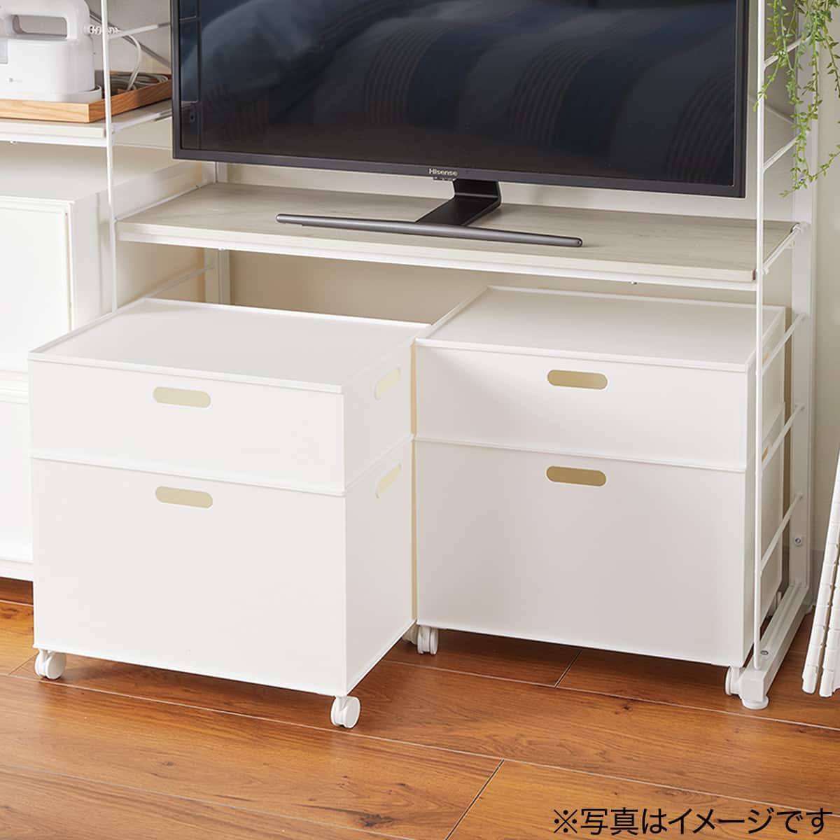 キャスター付き バスケット Nインボックス レギュラー ホワイト 2個