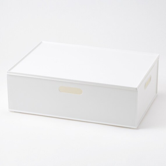 【ふた付きセット】バスケット Nインボックス よこ型ハーフ ホワイト 1枚目画像