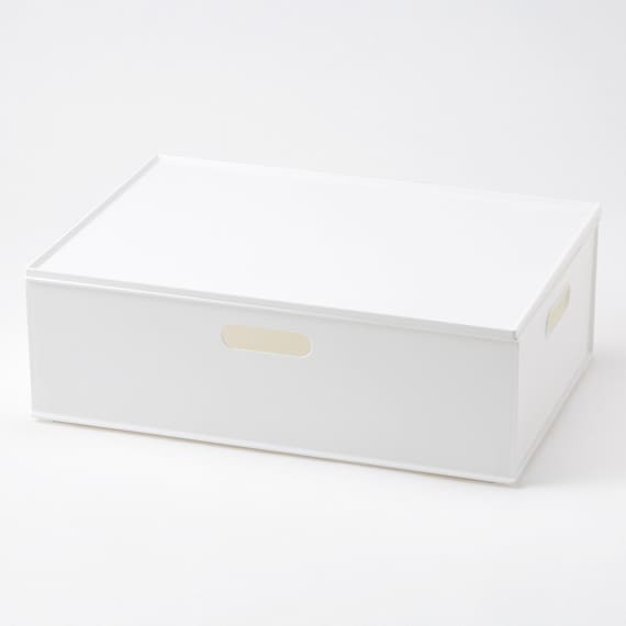 【ふた付きセット】バスケット Nインボックス よこ型ハーフ ホワイト 1枚目画像