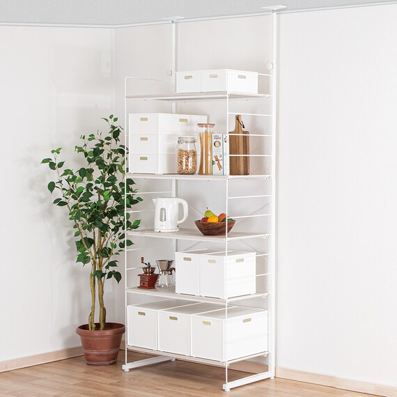 【ふた付きセット】バスケット Nインボックス よこ型ハーフ ホワイト 5枚目画像