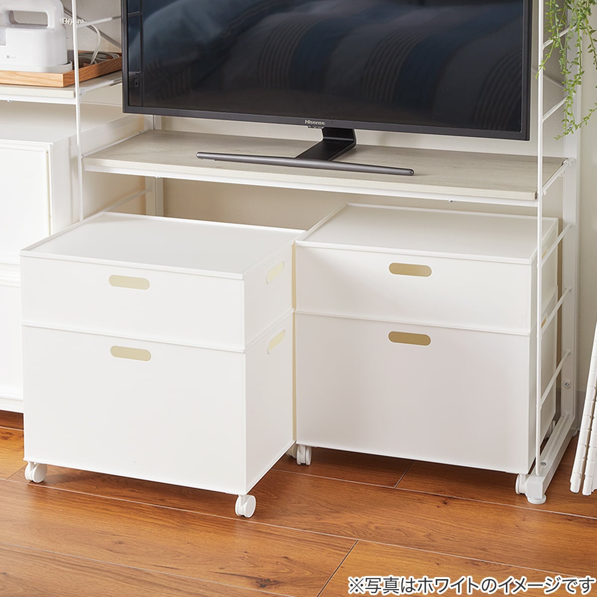 ももたろう 　ニトリ ホワイト テレビ台 キャスター付き 収納 ももたろう 様専用 ニトリ ホワイト テレビ台 キャスター付き