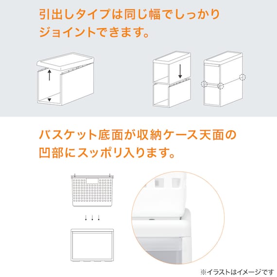 幅と高さを組み合わせて使える収納ケース(ワイド Mサイズ DGY) 5枚目画像