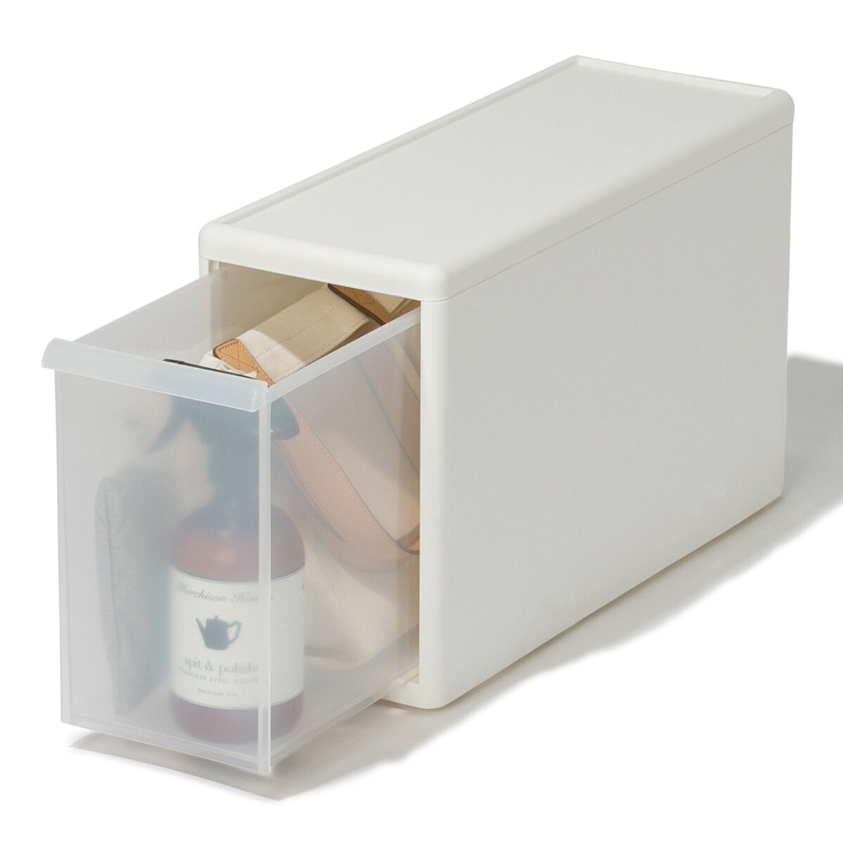 幅と高さを組み合わせて使える収納ケース(スリム Lサイズ WH