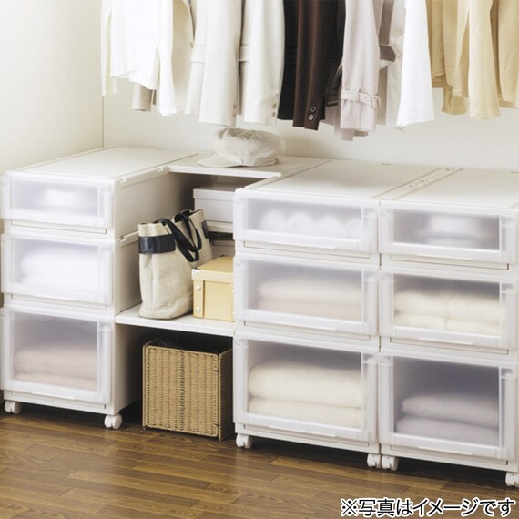 【奥行74cm】押入れ用フィッツユニットケース (幅44×高さ18cm ホワイト) 8枚目画像