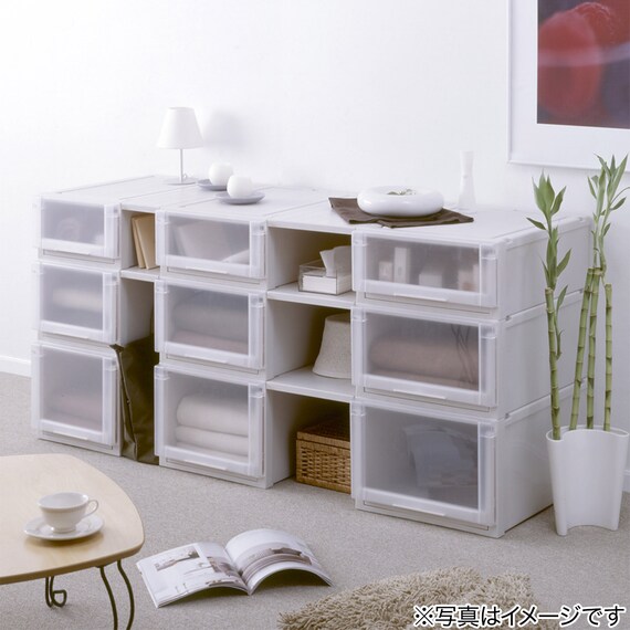 【奥行74cm】押入れ用フィッツユニットケース (幅44×高さ18cm ホワイト) 11枚目画像