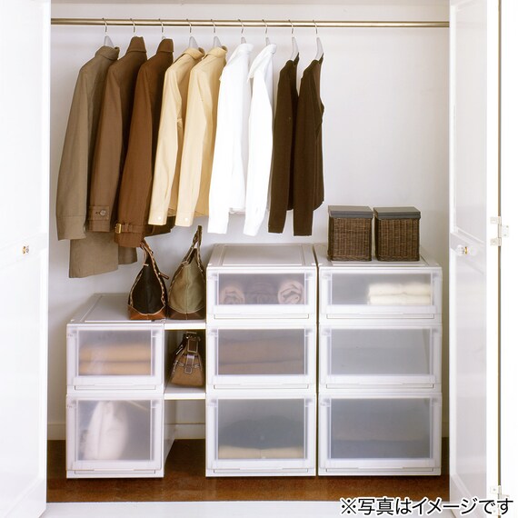 【奥行74cm】押入れ用フィッツユニットケース (幅44×高さ18cm ホワイト) 12枚目画像