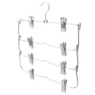 すべりにくいスカート・スラックス ピンチ付き4段ハンガー(ラミー 幅34cm ホワイト 4本組) 5枚目画像