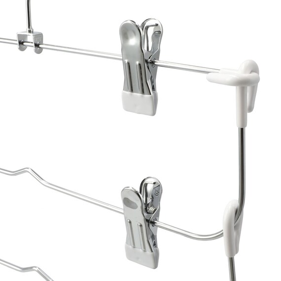 すべりにくいスカート・スラックス ピンチ付き4段ハンガー(ラミー 幅34cm ホワイト 4本組) 6枚目画像