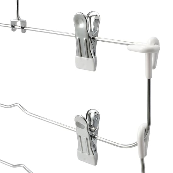 すべりにくいスカート・スラックス ピンチ付き4段ハンガー(ラミー 幅34cm ホワイト 4本組) 6枚目画像