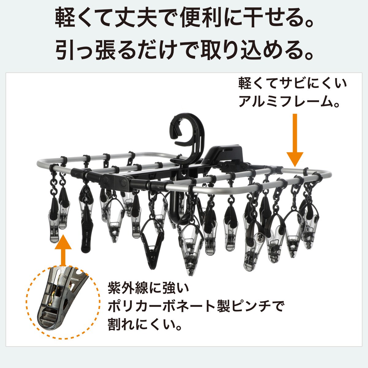 訳あり商品 洗濯らくらく 多機能 角ハンガー ダークグレー 40ピンチ ニトリ 玄関先迄納品