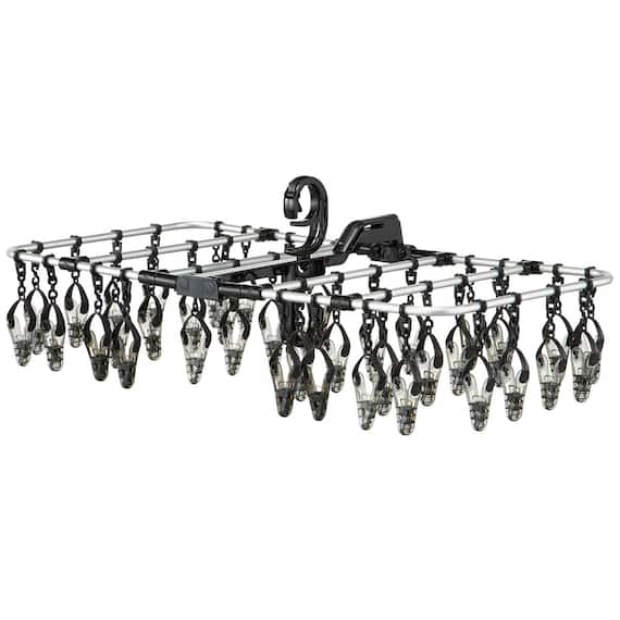 【洗濯らくらく】 多機能 簡単取り込みアルミハンガー(ダークグレー 40ピンチ) 1枚目画像