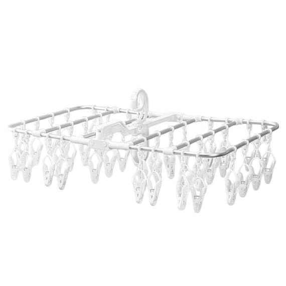 【洗濯らくらく】 多機能 簡単取り込みアルミハンガー(ホワイト 40ピンチ) 1枚目画像