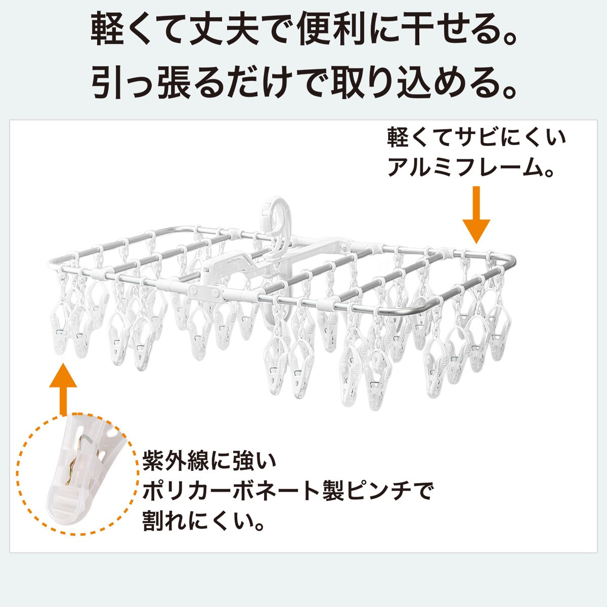 洗濯らくらく 多機能 角ハンガー(ホワイト 40ピンチ)