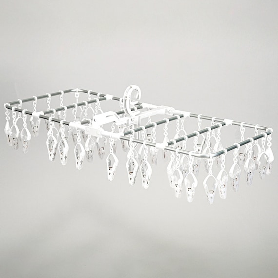 【洗濯らくらく】 多機能 簡単取り込みアルミハンガー(ホワイト 52ピンチ) 1枚目画像