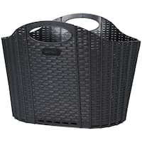 折りたためるランドリーバスケット38L(ラタン ブラック)