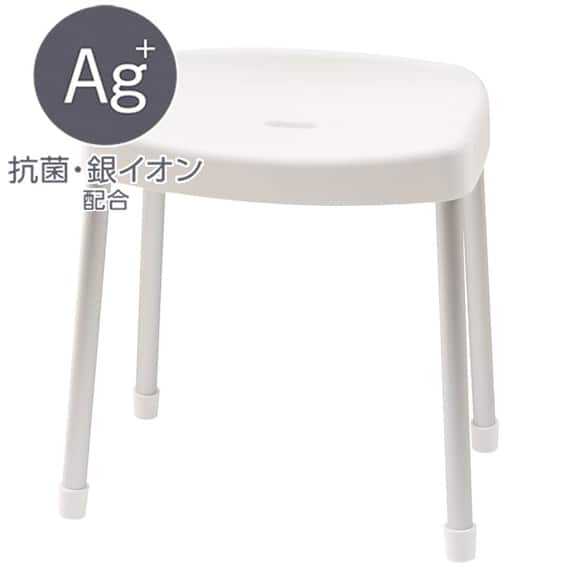 アルミ脚ワイド抗菌風呂イス 高さ45cm(5180 ホワイト) 1枚目画像