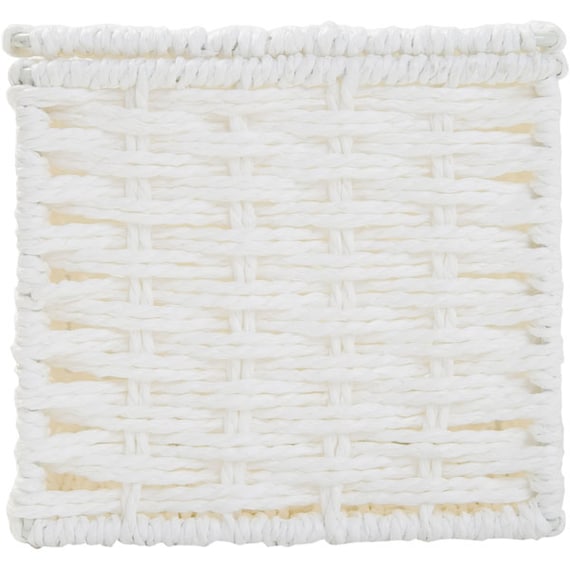 ふた付き手編み風ミニ収納ボックス ライラ (ホワイト) 4枚目画像