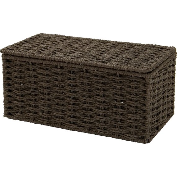 ふた付き手編み風ミニ収納ボックス ライラ (ダークブラウン) 2枚目画像