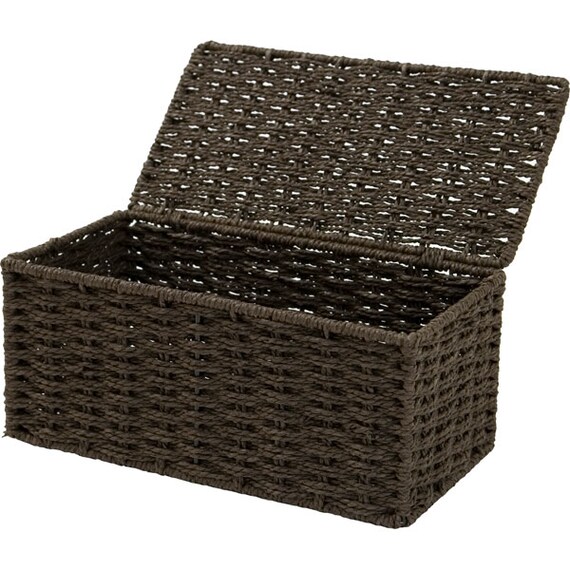 ふた付き手編み風ミニ収納ボックス ライラ (ダークブラウン) 3枚目画像