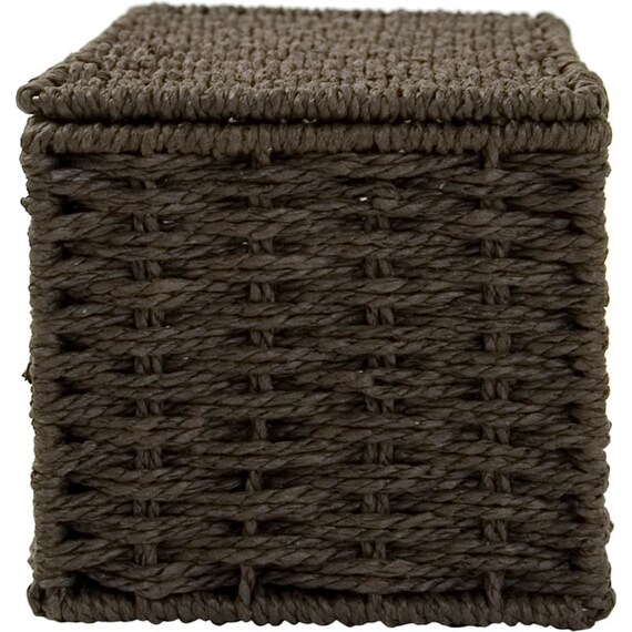 ふた付き手編み風ミニ収納ボックス ライラ (ダークブラウン) 5枚目画像