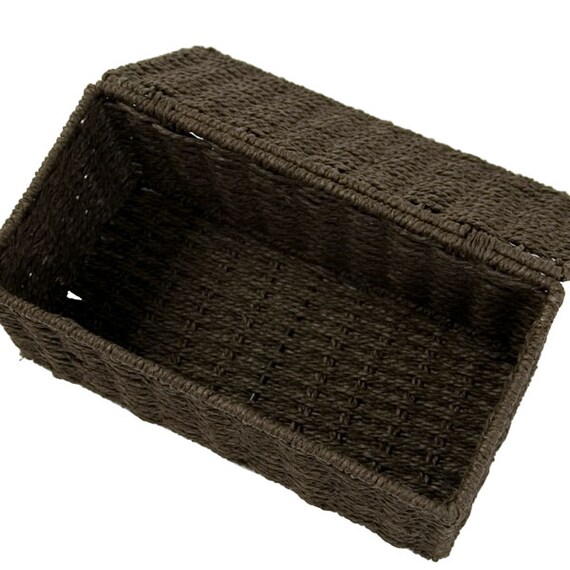 ふた付き手編み風ミニ収納ボックス ライラ (ダークブラウン) 6枚目画像