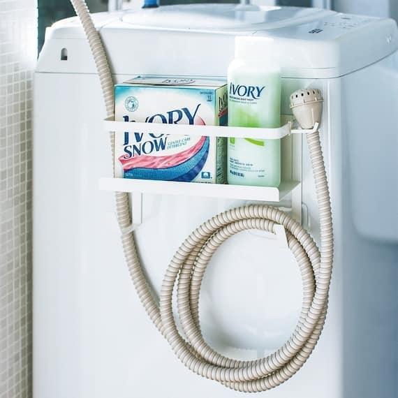 マグネット収納 ホースホルダー付ラック(FLAT ホワイト) 1枚目画像