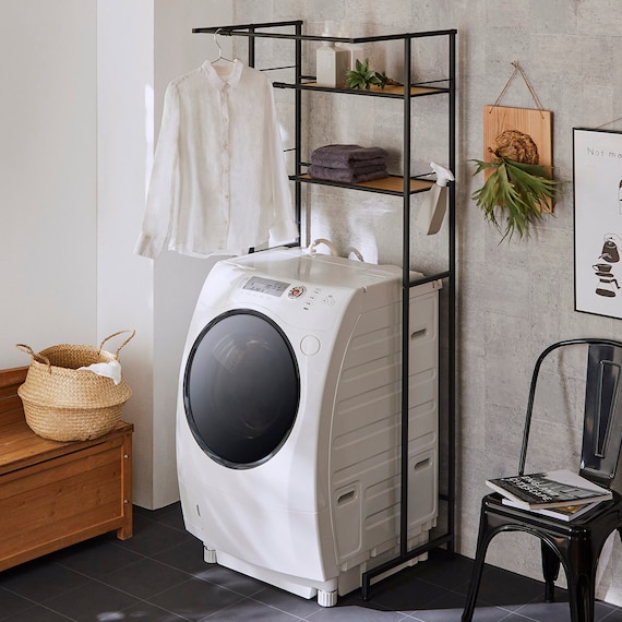 洗濯機ラック 棚2枚タイプ(ブラック) 1枚目画像