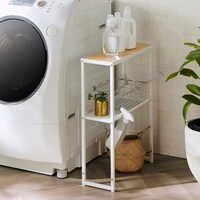 洗濯機横すき間収納ラック(ホワイト)
