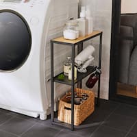 洗濯機横すき間収納ラック(ブラック)