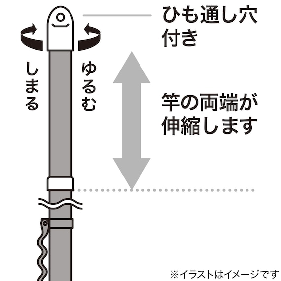ステンレス巻き伸縮物干し竿(ハンガー掛け付き 約2.2~4.0m) 3枚目画像