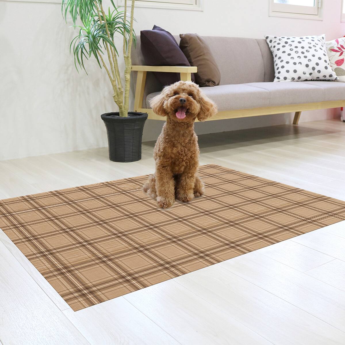 防滑マット(90×120cm チェックBR) | ニトリネット【公式】 家具