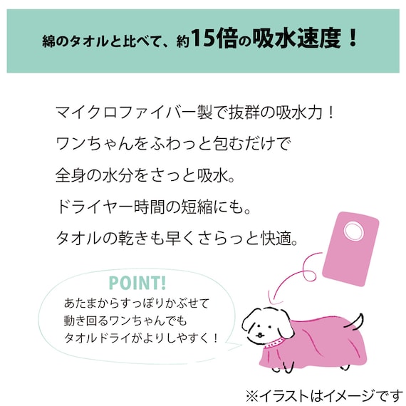 トリマーさんと考えたペット用吸水バスローブ(S ピンク) 4枚目画像