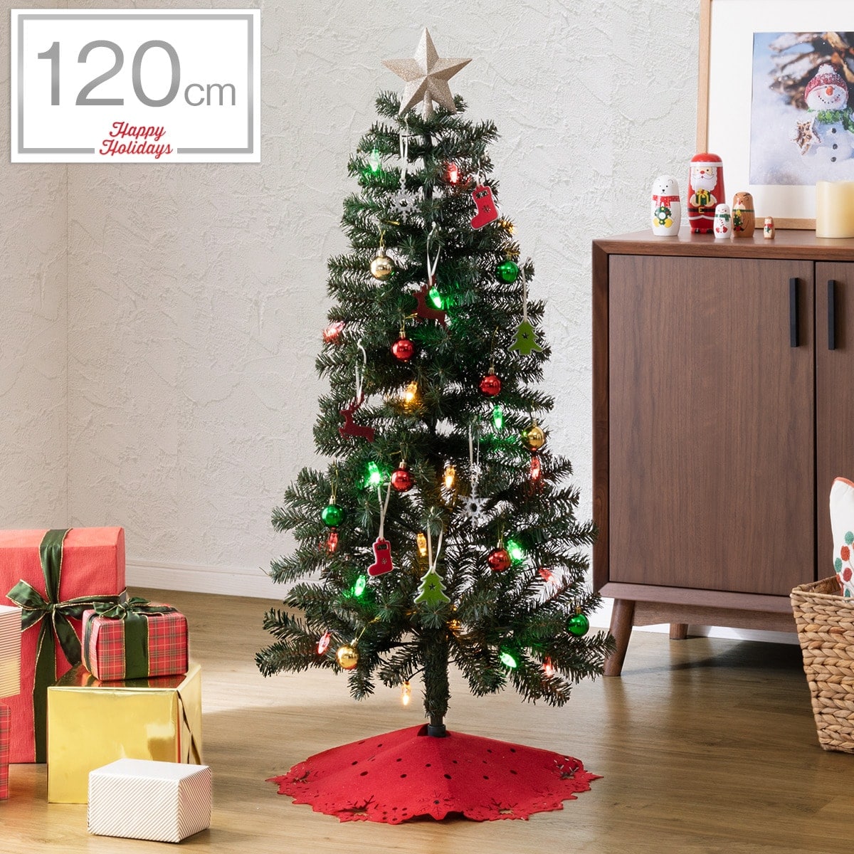 クリスマス屋 クリスマスツリー 120cm 木製ポットツリー グリーン ツリーの木 木製 ポット - 3