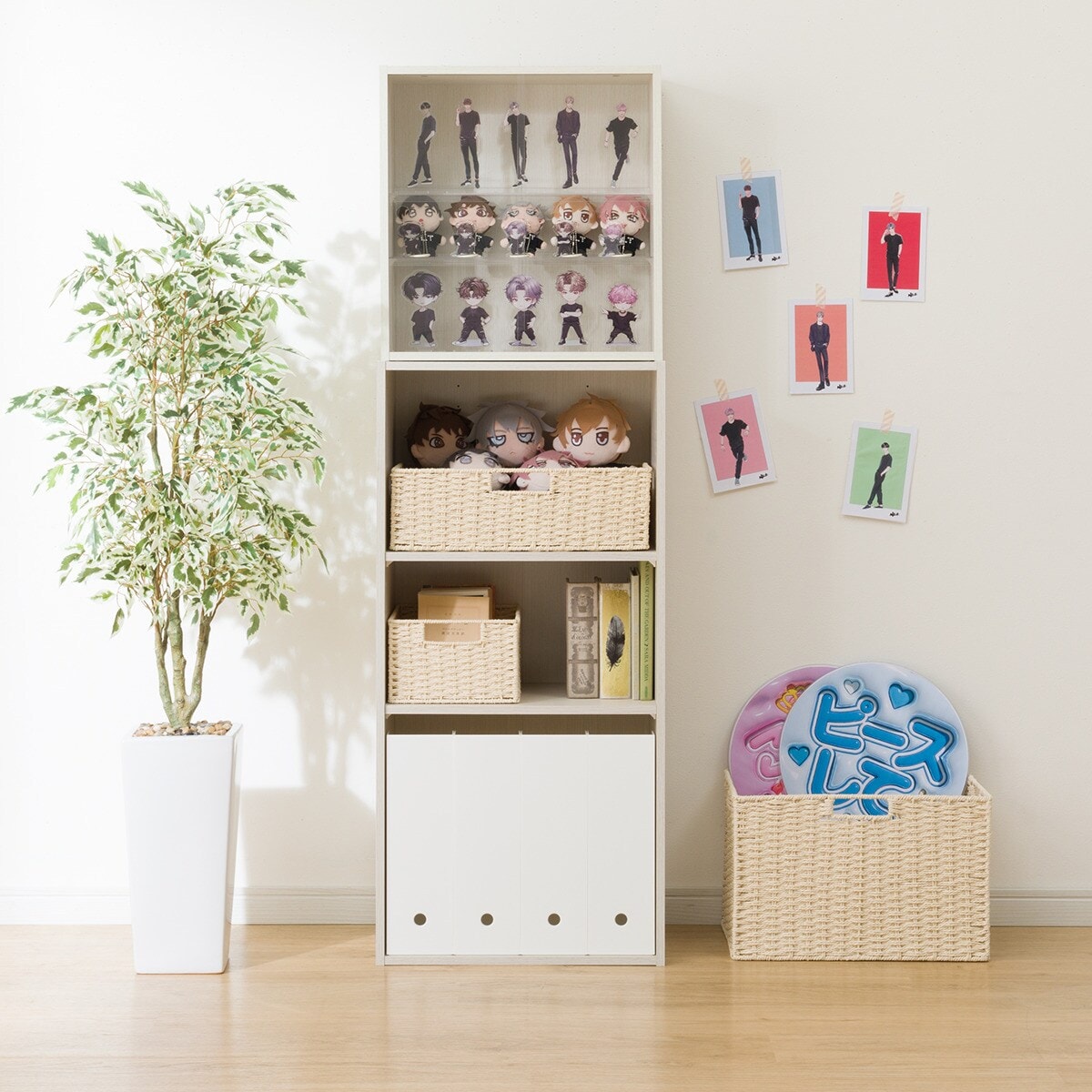 カラーボックスNカラボディスプレイボックス付き ホワイトウォッシュ