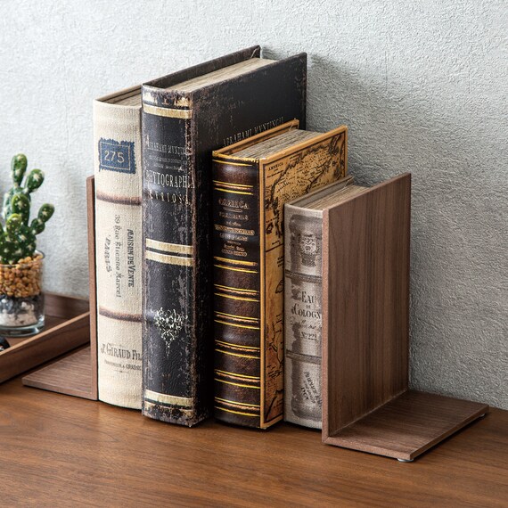 ブックエンド(2個組 ナチュラルウッド ミドルブラウン) 1枚目画像